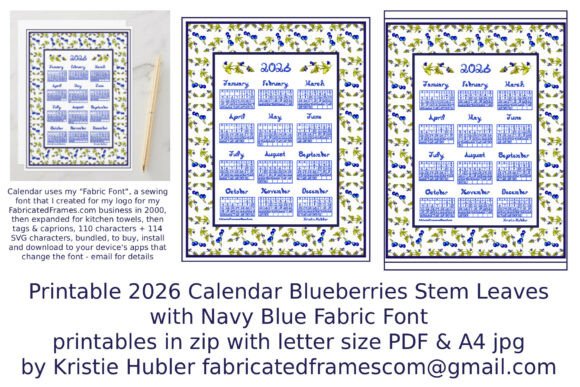 2026 Calendar Blueberries Fabric Font: Merging Botanical Design with Functional Planning