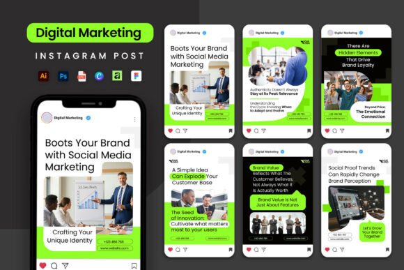 Green White Digital Marketing - IG Post: Stylish Templates for Brand Agencies