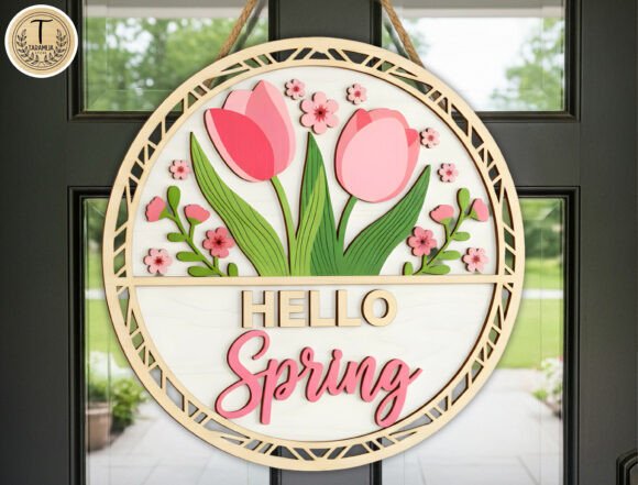 Hello Spring Tulip Door Hanger SVG: A Versatile Design for Seasonal Decor