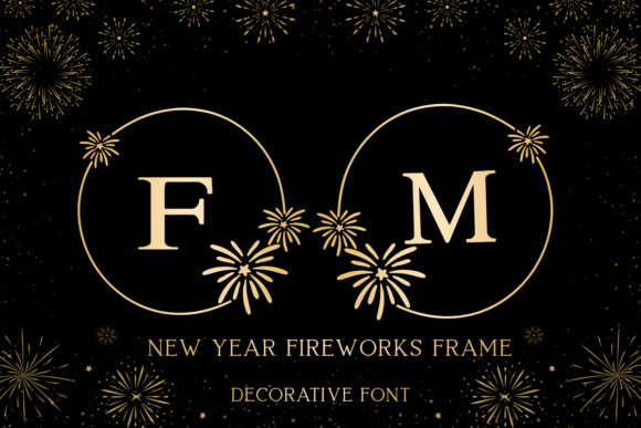 New Year Fireworks Frame: Elegant Monogram Design