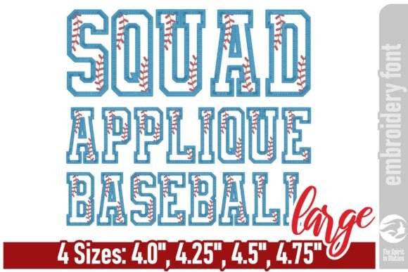 Squad Applique Baseball Font: Large Varsity Style