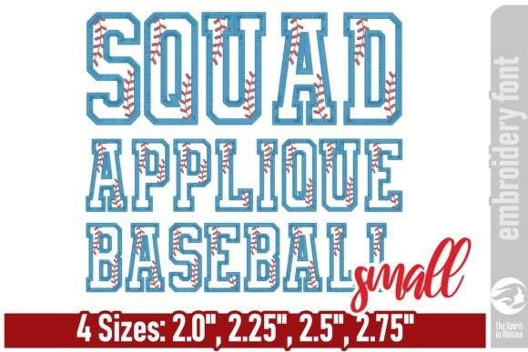 Squad Applique Baseball Font – Small: A Compact Varsity-Inspired Embroidery Solution