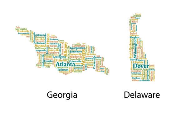 Typographic Cartography: Designing with the States of Georgia and Delaware Map